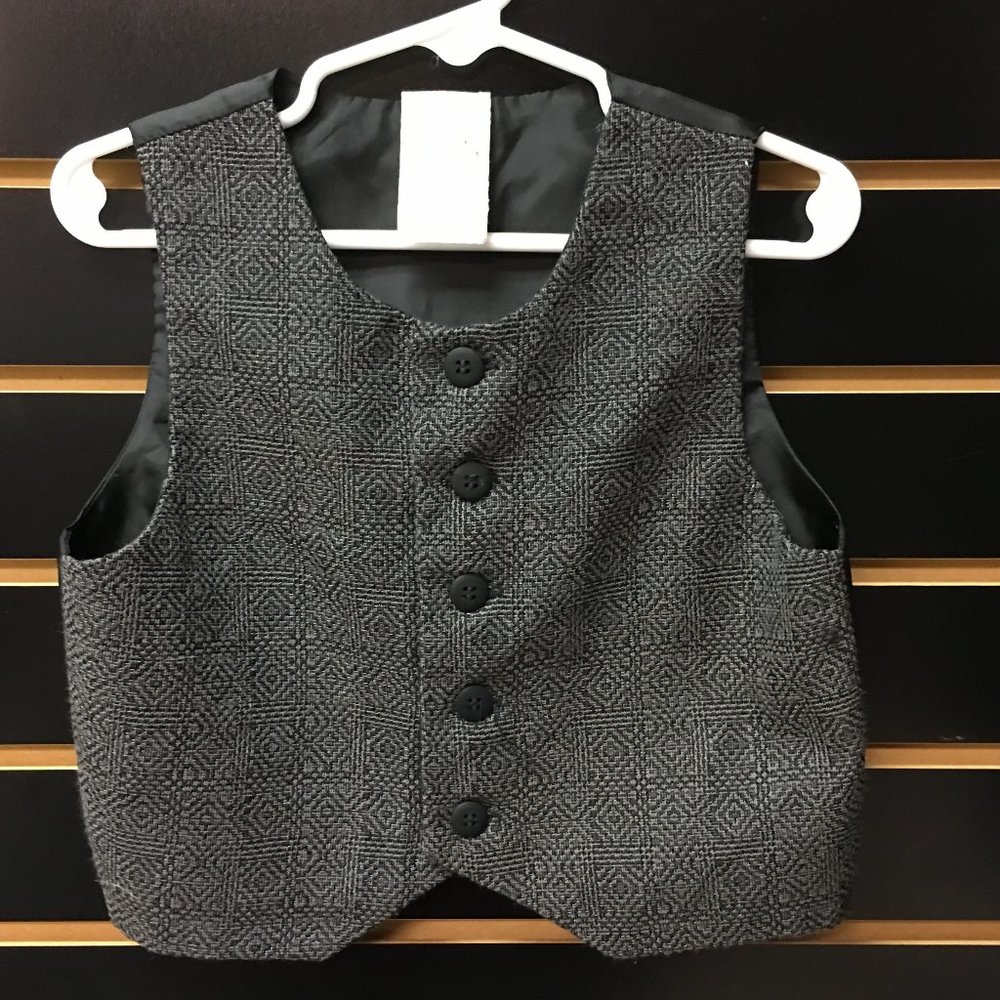 Toddler Boys Black/Grey, 4 Button-up Dress Vest Size 3T